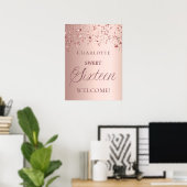 Poster Sweet 16 rose gold stars welcome (Bureau à domicile)