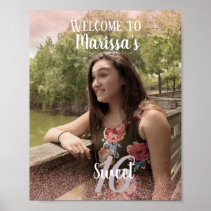 Poster Sweet 16 Welcome Faux Parties scintillant rose Pho