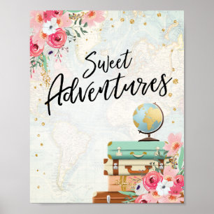 Poster Sweet Adventures panneau Voyage Douche Dessert Tab