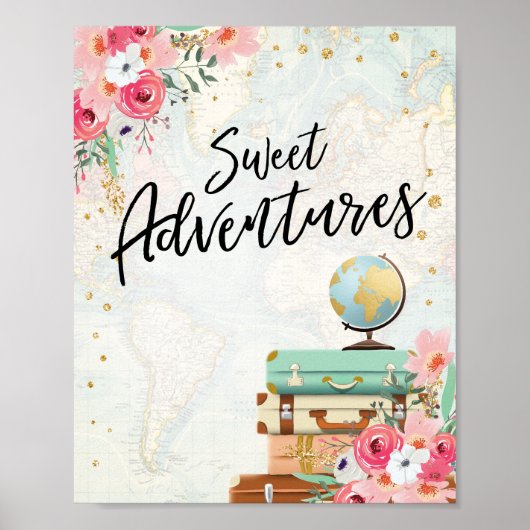 Poster Sweet Adventures panneau Voyage Douche Dessert Tab (Devant)