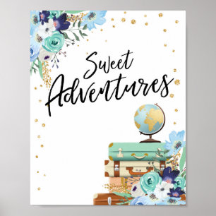Poster Sweet Adventures panneau Voyage Douche Dessert Tab