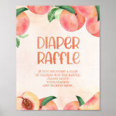 Poster Sweet as a Peach Baby Shower Diaper Raffle Sign (Devant)
