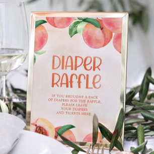 Poster Sweet as a Peach Baby Shower Diaper Raffle Sign