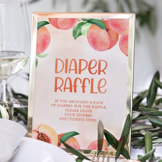Poster Sweet as a Peach Baby Shower Diaper Raffle Sign
