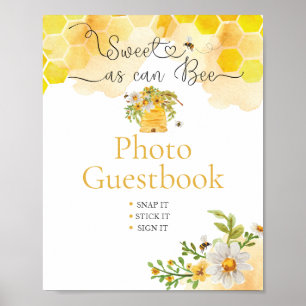 Poster Sweet as Can Bee Baby shower photo Livre d'invité