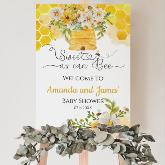 Poster Sweet as can Bee Baby shower Welcome Center P