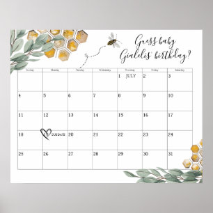 Poster Sweet as can Bee Eucalyptus Shower Due Date Guess