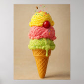 Poster "Sweet Bliss" - Ice Cream Cone Art Imprimer (Devant)