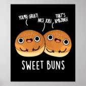 Poster Sweet Buns Funny Baking Pun Dark BG (Devant)