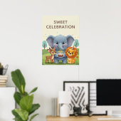 Poster Sweet Celebration Woodland Animals Kids Wall Art (Bureau à domicile)
