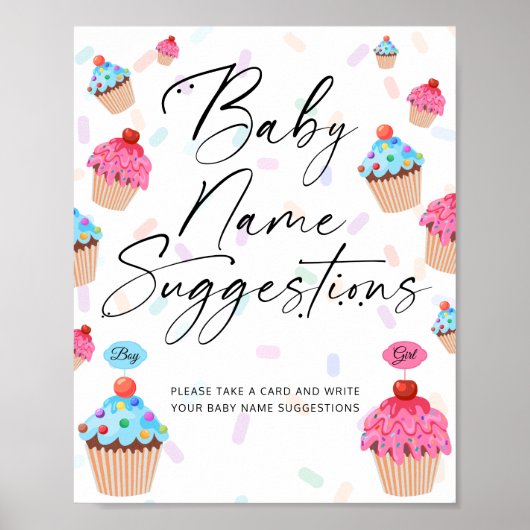 Poster Sweet Cupcake Baby Name Suggestions (Devant)
