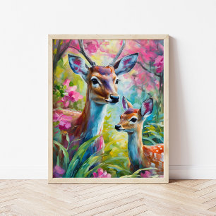 Poster Sweet Deer coloré Art Abstrait moderne