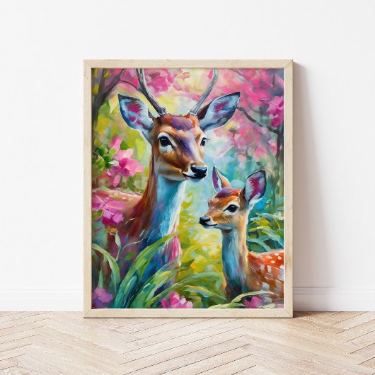 Poster Sweet Deer coloré Art Abstrait moderne