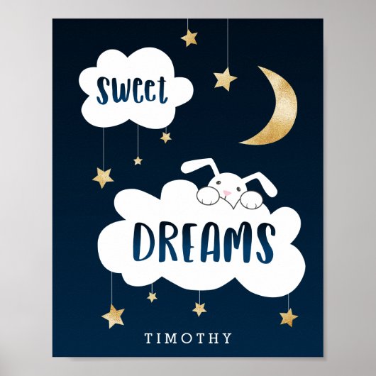 Poster Sweet Dreams Bunny Blue Custom (Devant)