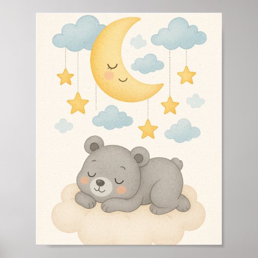 Poster Sweet Dreams Nursery Wall Art Set - Lune, Ours (Devant)
