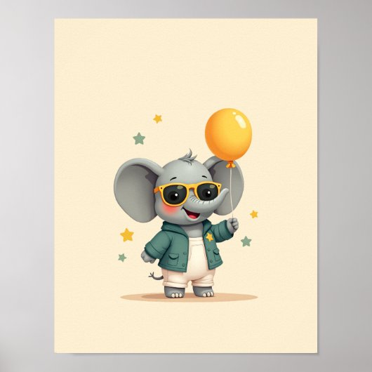 Poster Sweet Elephant Safari Nursery Wall Art (Devant)