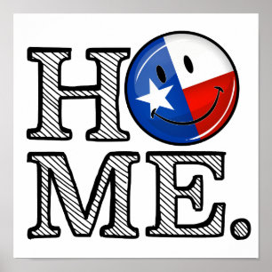 Poster Sweet Home Texas Smiling Drapeau Ménage