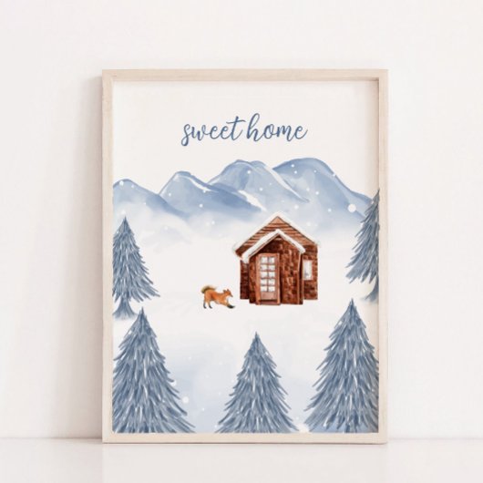 Poster Sweet Home Winter Mountain Nursery Décor mur