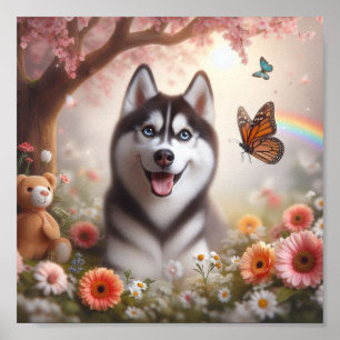 Poster Sweet Husky avec un sourire brillant