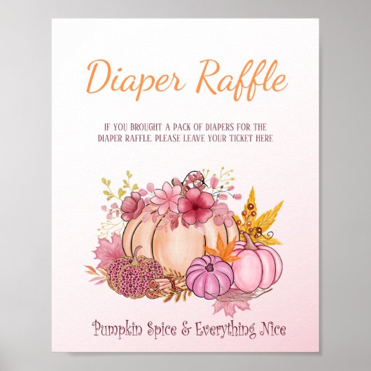 Poster Sweet Little Citrouille Fall Farm Pink Diaper Raff (Devant)