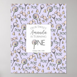 Poster Sweet Little One Candy Thème Premier anniversaire