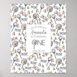 Poster Sweet Little One Candy Thème Premier anniversaire