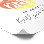 Poster Sweet Little Peach 1er anniversaire Bienvenue (Coin)