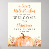 Poster Sweet Little Pumpkin is on her Way, Baby Shower (Devant)