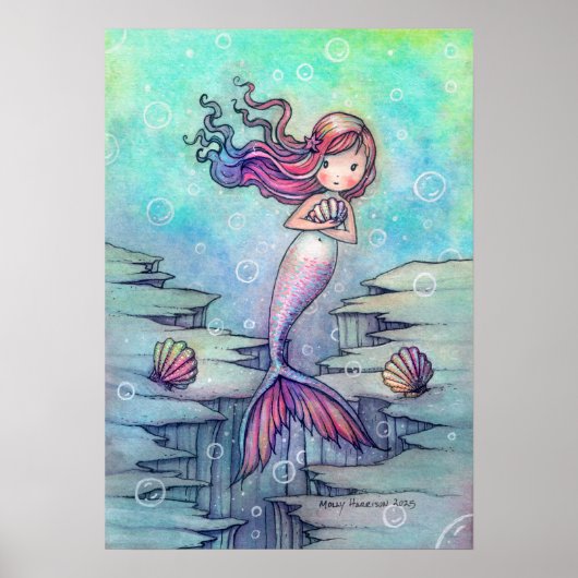 Poster Sweet Mermaid Imaginaire Art par Molly Harrison (Devant)