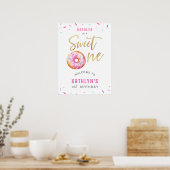 Poster Sweet One Rose Gold Donut Premier anniversaire Bie (Cuisine)