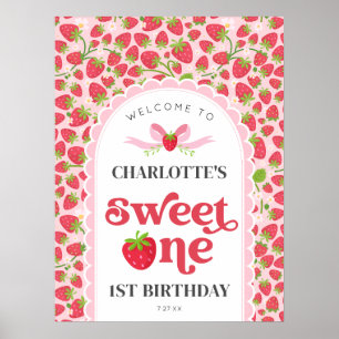 Poster Sweet One Strawberry 1er Anniversaire 18x24 Bienve