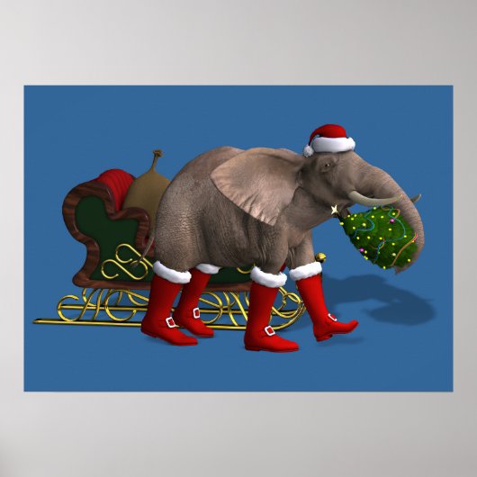 Poster Sweet Santa Claus Elephant (Devant)