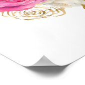 Poster Sweet sixteen à fleurs élégantes roses et or chaud (Coin)