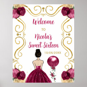 Poster Sweet sixteen Brown Cheveux Princesse Bourgogne Bi
