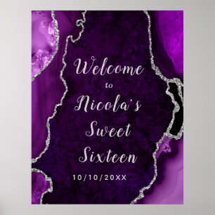 Poster Sweet sixteen d'âge mauve et argent