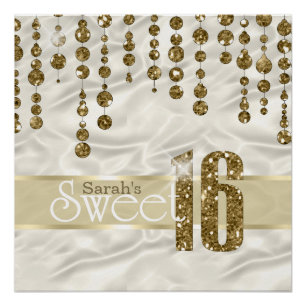 Poster Sweet sixteen de bijou satiné Gold ID260