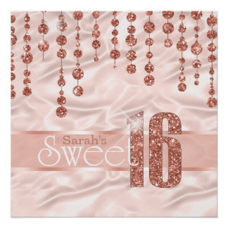 Poster Sweet sixteen de bijou satiné Rose Gold ID260