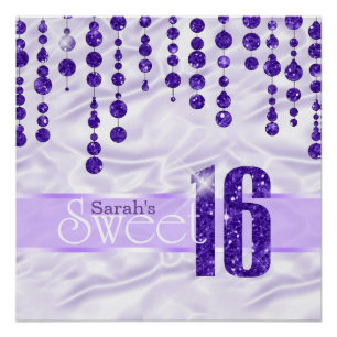 Poster Sweet sixteen de bijou satiné violet ID260