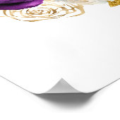 Poster Sweet sixteen foncé violet et or élégant Fleurs (Coin)