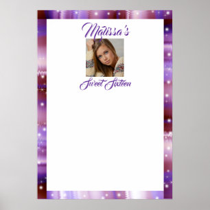 Poster Sweet Sixteen, Satin Violet, Photo Personnalisé
