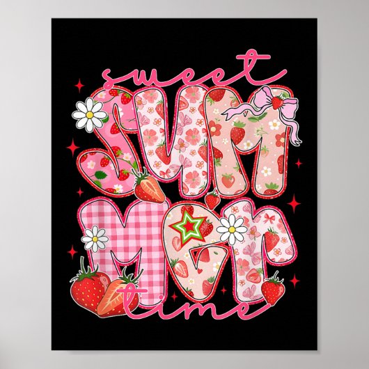 Poster Sweet Summer Time Fraise Vibes été Hello Su (Devant)