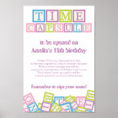 Poster Sweet Time Capsule Blocks First Birthday Keepsake  (Devant)