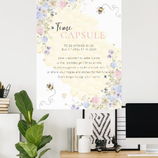 Poster Sweet To Bee One First Birthday Time Capsule (Bureau à domicile)