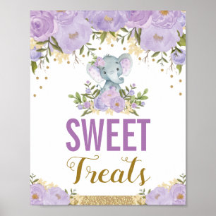 Poster Sweet Traite Purple Elephant Lavande Florale Faveu