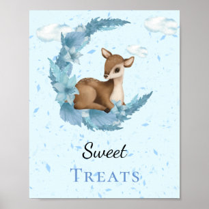 Poster Sweet Traitements Cute petit Bambi bleu nuages pou