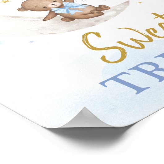 Poster Sweet Traitements Ours Teddy Bleu Bleu Or Ballons (Coin)
