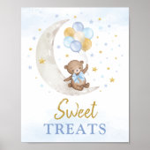 Poster Sweet Traitements Ours Teddy Bleu Bleu Or Ballons (Devant)