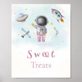 Poster Sweet Traitements Space girl Astronaut roquette ro (Devant)