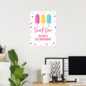 Poster Sweet Un 1er anniversaire Rainbow Ice Pop (Bureau à domicile)