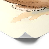 Poster Sweet Watercolor Bunny Holding Daisy Flower (Coin)